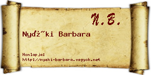 Nyéki Barbara névjegykártya